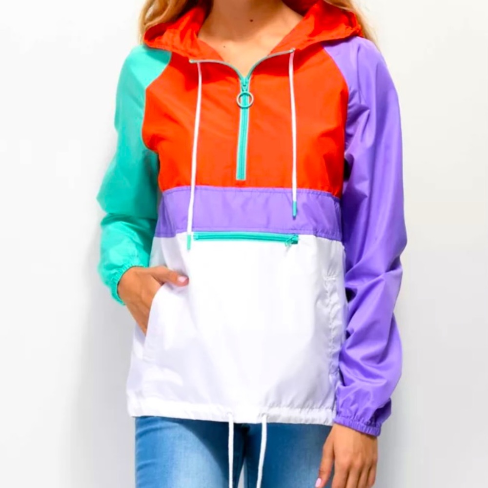 A-Lab Shila Red, Turquoise & Purple Anorak Jacket
